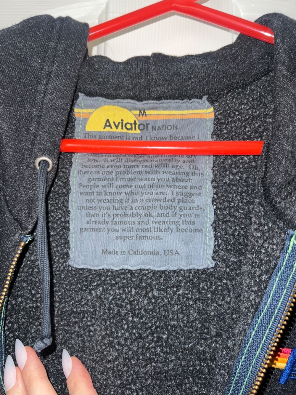 Aviator Nation -Medium- rainbow cuff hoodie - Picture 3 of 5